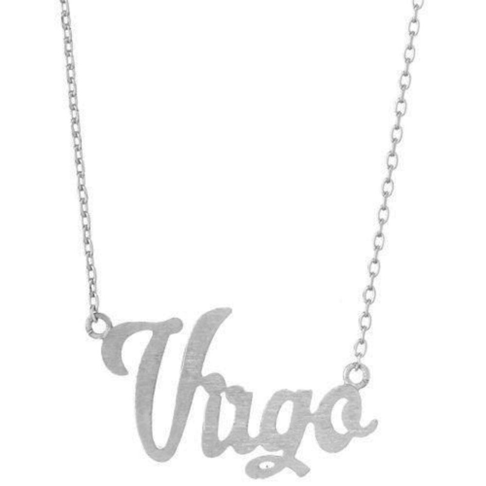 Zodiac Script Pendant Necklace - VIRGO